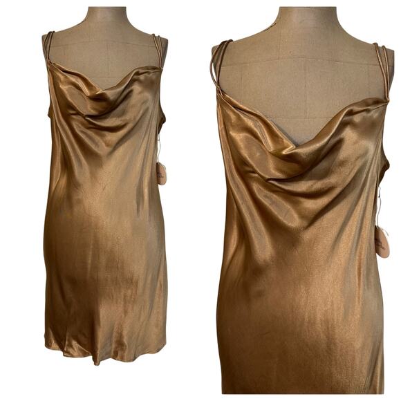 Camila Coelho Mini Slip Dress Adora Toffee Brown size Large New - Picture 3 of 5